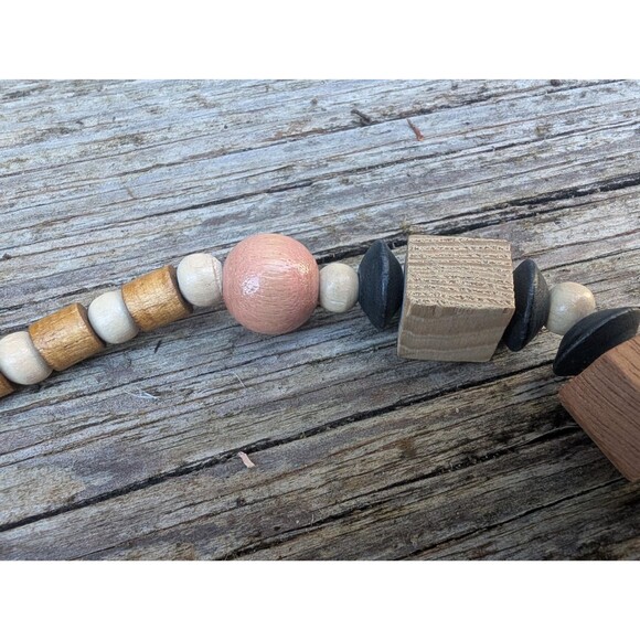 Vintage Wood Beaded Necklace: Earthtone Chunky Necklace - Picture 9 of 11